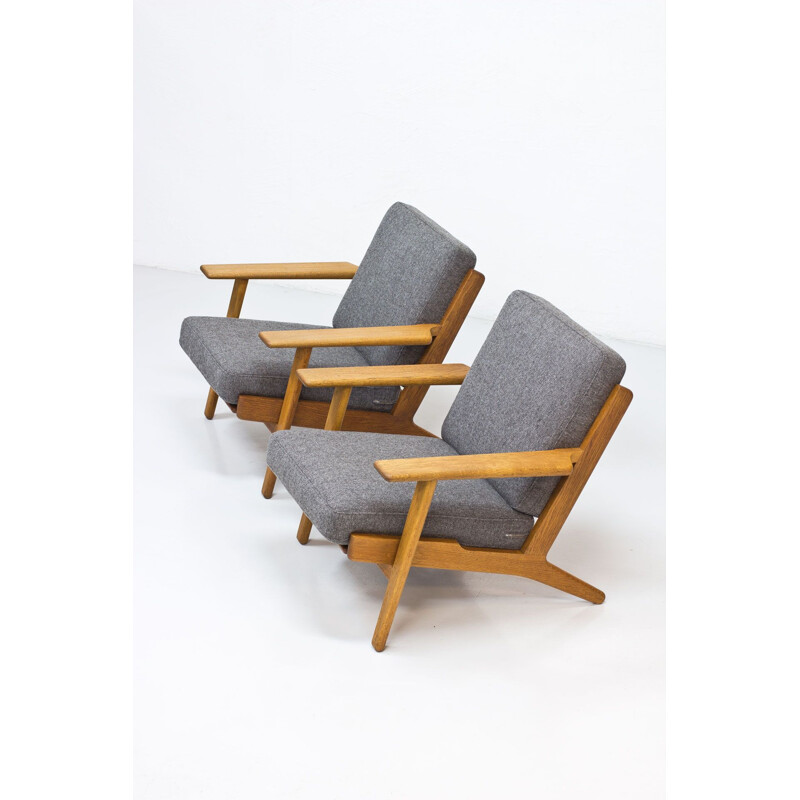 Paire de fauteuils lounge vintage GE-290 de Hans J. Wegner pour Getama, 1950