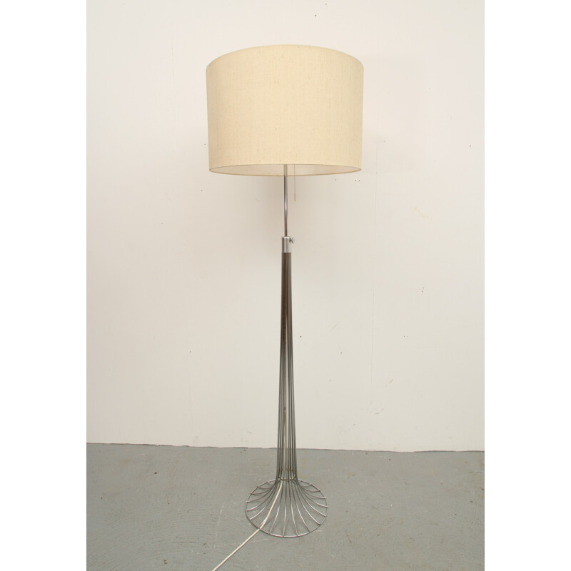 Vintage adjustable floor lamp in chrome steel, Denmark 1960