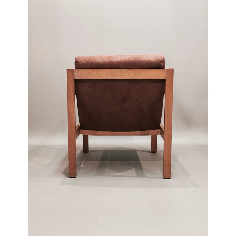 Vintage teak armchair in camel color, scandinavian design, 1950