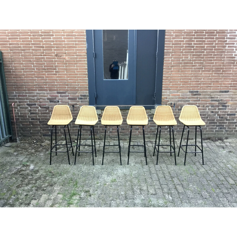 Set of 6 vintage bar stool by Dirk van Sliedregt for Rohe Noordwolde 1960