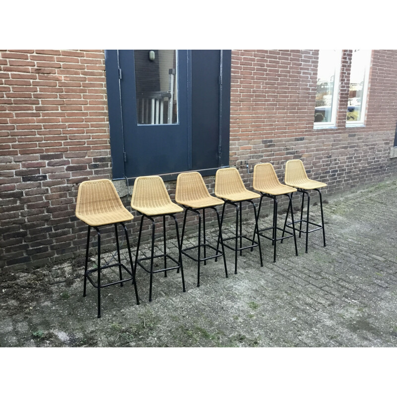 Set of 6 vintage bar stool by Dirk van Sliedregt for Rohe Noordwolde 1960