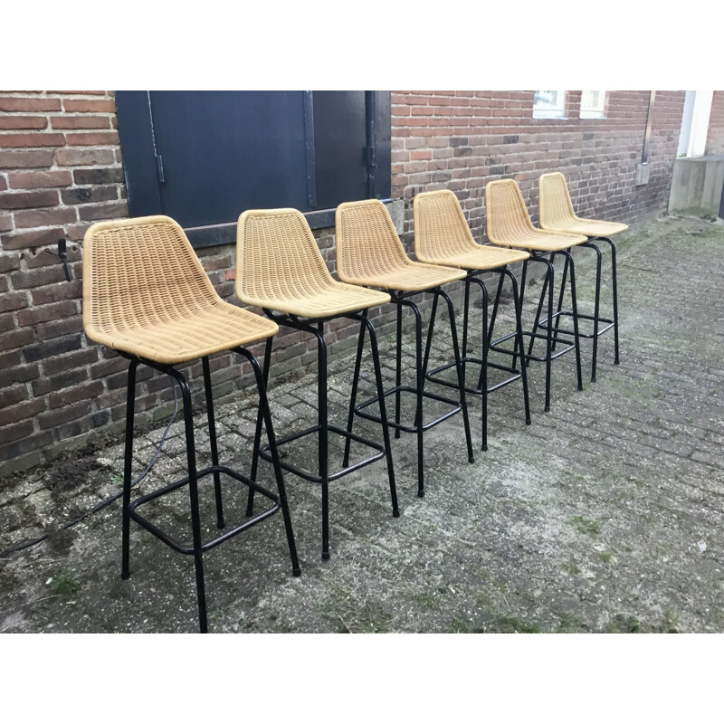 Ensemble de 6 tabourets de bar vintage de Dirk van Sliedregt pour Rohe Noordwolde 1960