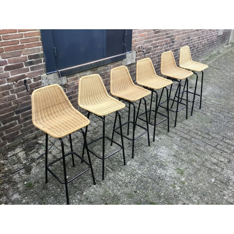Set of 6 vintage bar stool by Dirk van Sliedregt for Rohe Noordwolde 1960