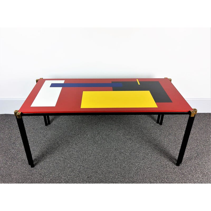 Table basse vintage à décor géométrique, 1960