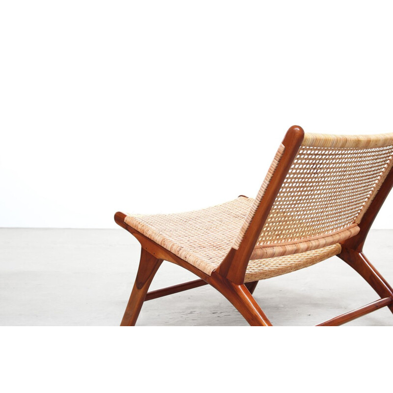 Vintage Pair of Danish cane teak armchairs, 1960s