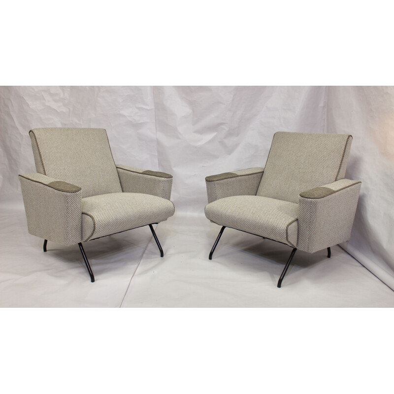 Pair of vintage grey armchairs, 1950s