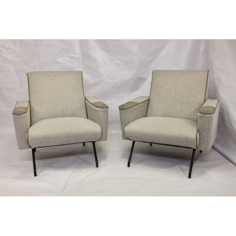 Pair of vintage grey armchairs, 1950s