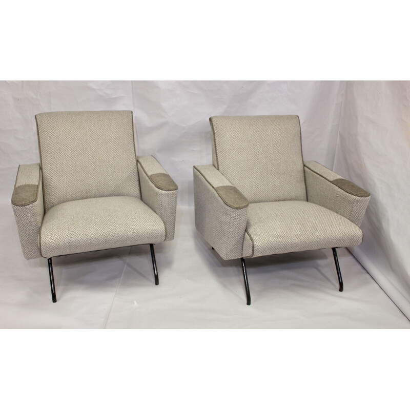 Pair of vintage grey armchairs, 1950s