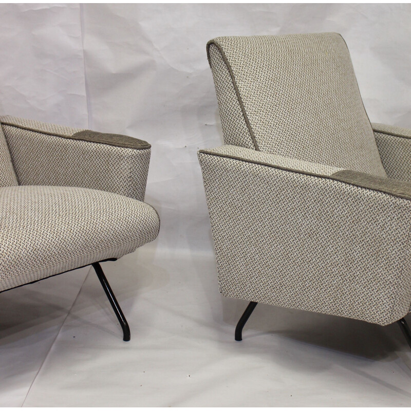 Pair of vintage grey armchairs, 1950s