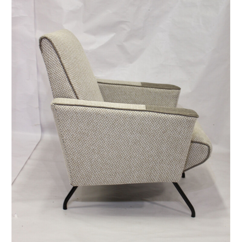 Paire de fauteuils gris vintage, 1950