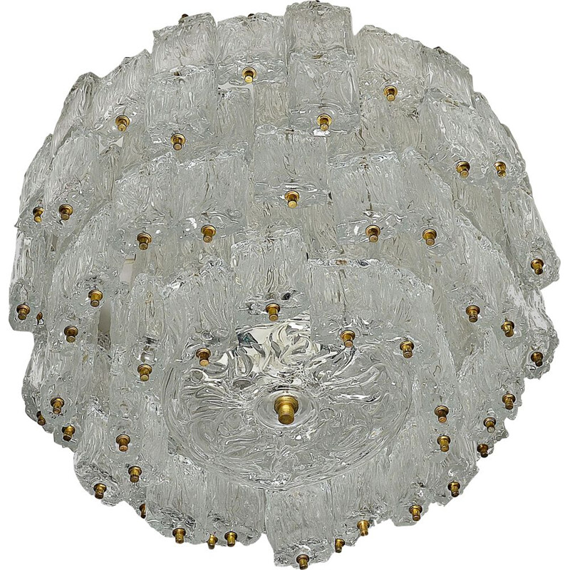 Large vintage glass chandelier by Aureliano Toso for Venini, Italy, 1960s