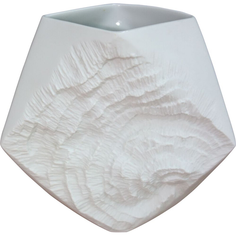 Vintage White kaiser vase, fossil pattern, 1960s 