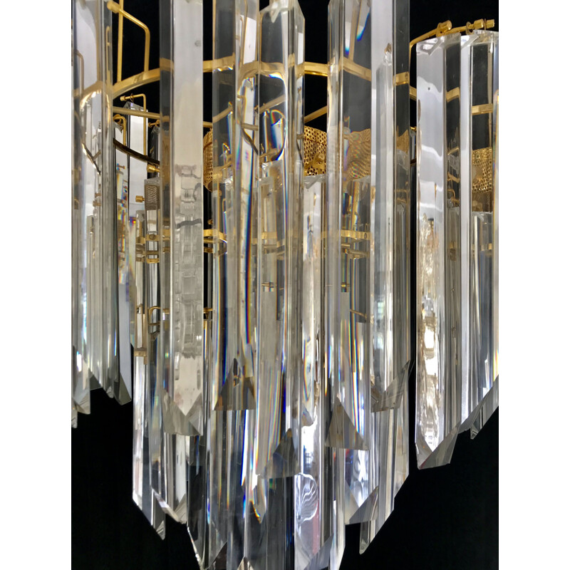 Vintage Venini chandelier in iridescent murano glass 1970