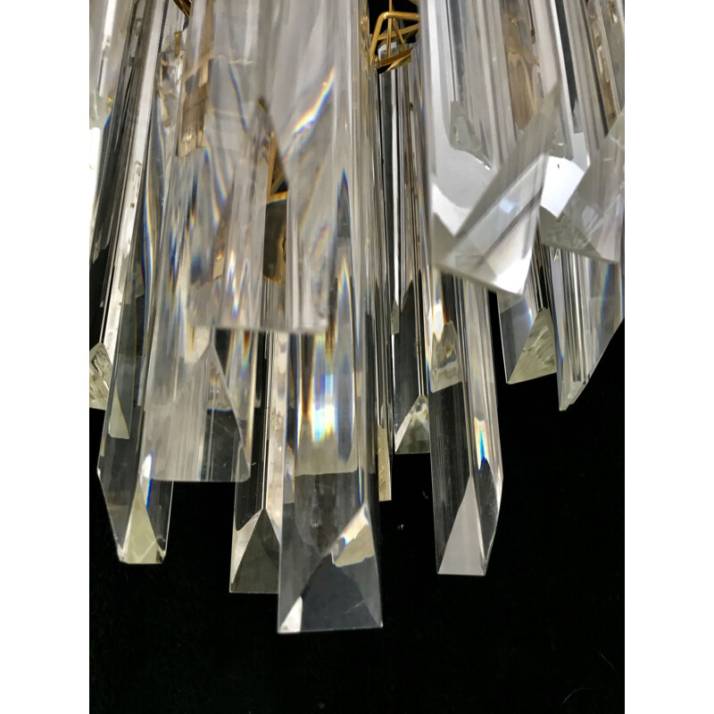 Vintage Venini chandelier in iridescent murano glass 1970