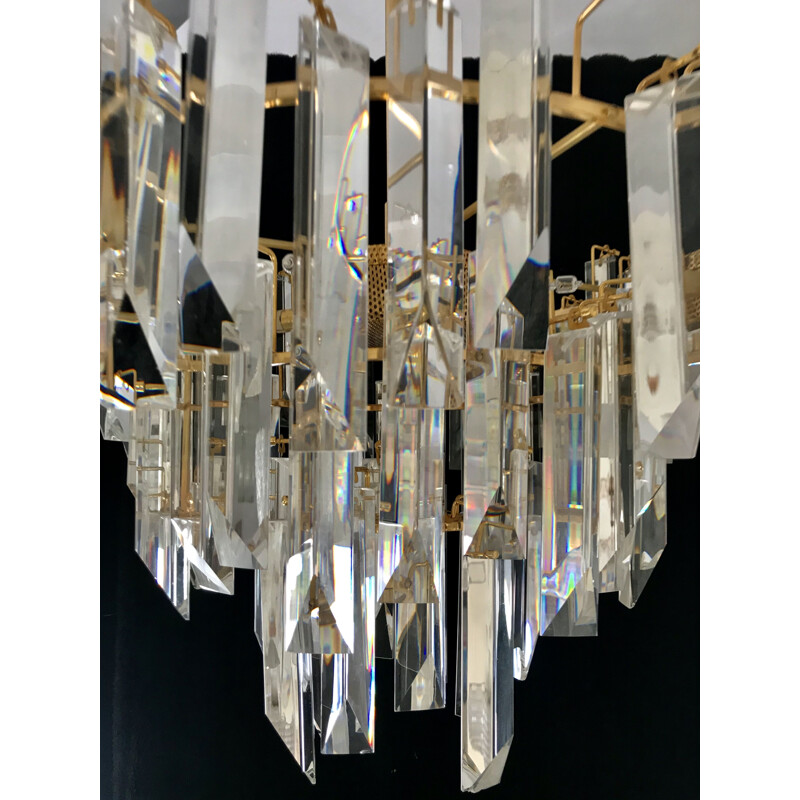 Vintage chandelier in iridescent murano glass by Venini 1980