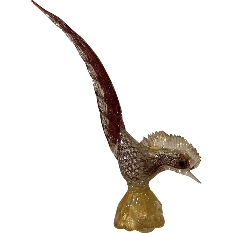 Vintage Murano glass sculpture "Bird of Paradise" by Alfredo Barbini 1950