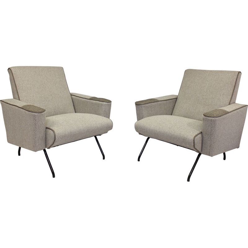 Pair of vintage grey armchairs, 1950s