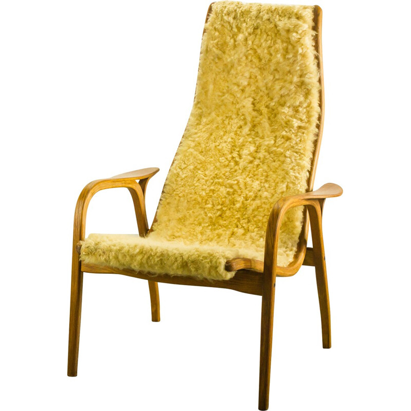 Fauteuil Swedese "Lamino" avec peau de mouton, Yngve EKSTROM - 1950