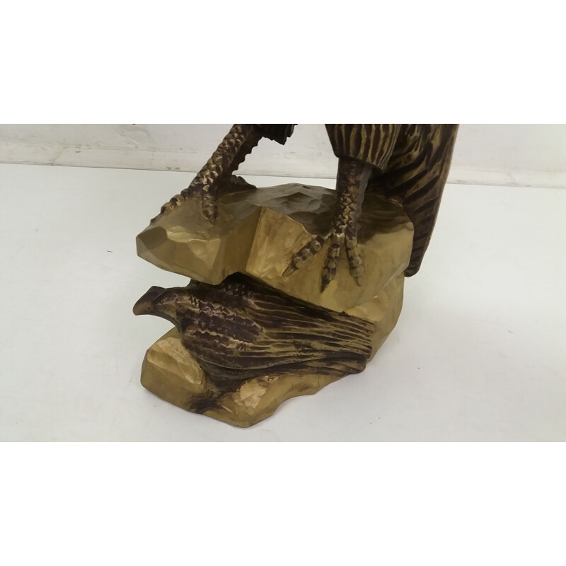 Vintage Art Deco wooden eagle sculpture, Germany 1920