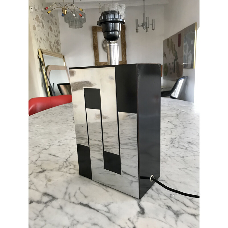Vintage table lamp by Philippe Jean lacquer and chrome 1970