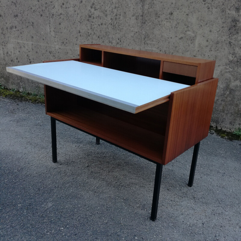 Vintage system desk with retractable tier 1960