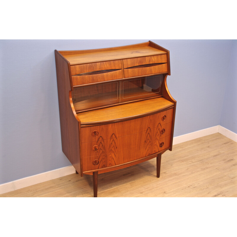 Vintage Danish secretaire in teak by Gunnar Falsig for Holstebro Møbelfabrik, 1960s