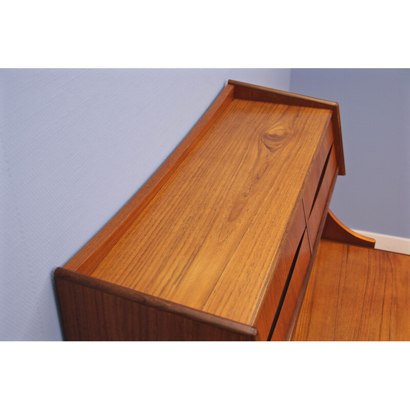 Vintage Danish secretaire in teak by Gunnar Falsig for Holstebro Møbelfabrik, 1960s