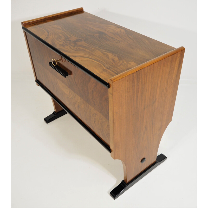 Vintage Art Deco Walnut Cabinet, 1950s