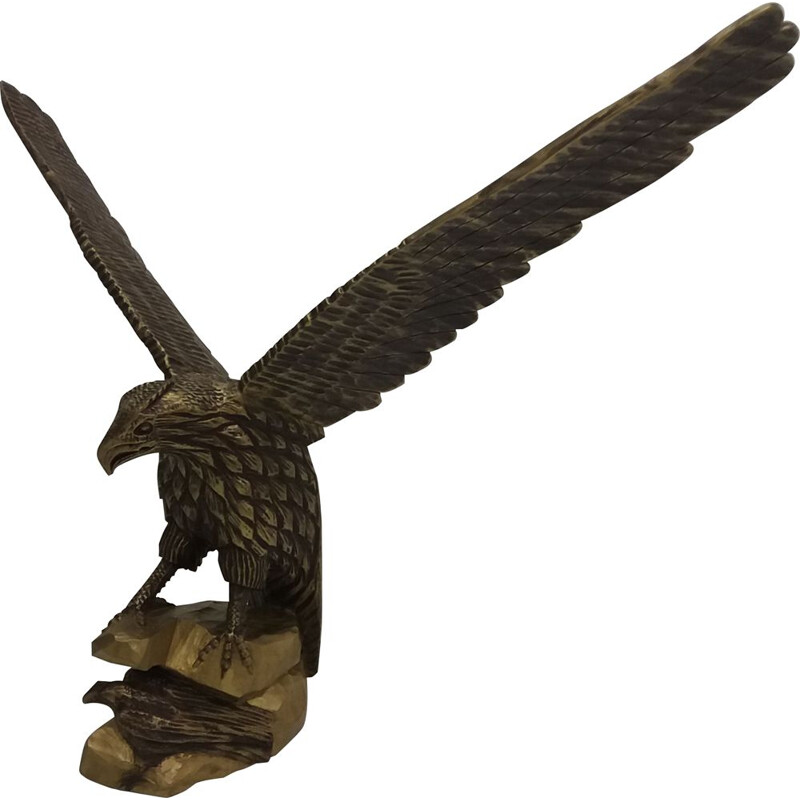 Vintage Art Deco wooden eagle sculpture, Germany 1920