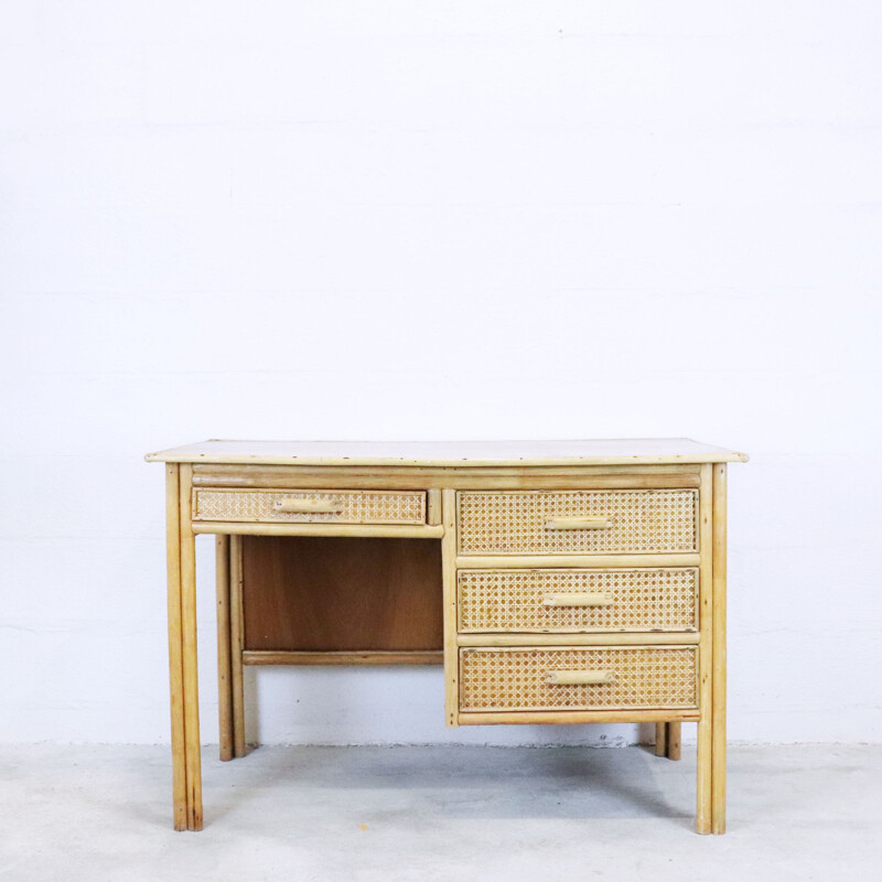 Vintage rattan and canage desk