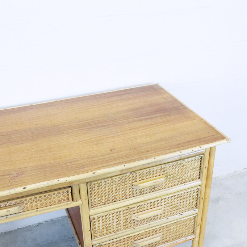 Vintage rattan and canage desk