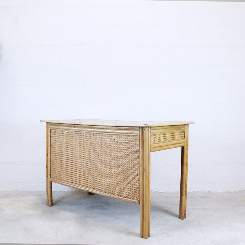 Vintage rattan and canage desk