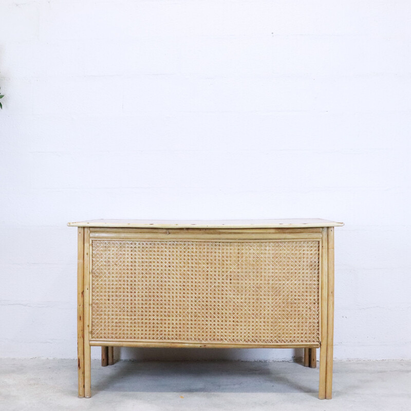 Vintage rattan and canage desk