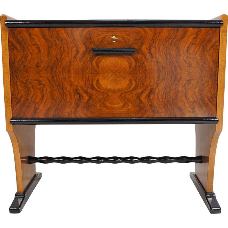 Vintage Art Deco Walnut Cabinet, 1950s