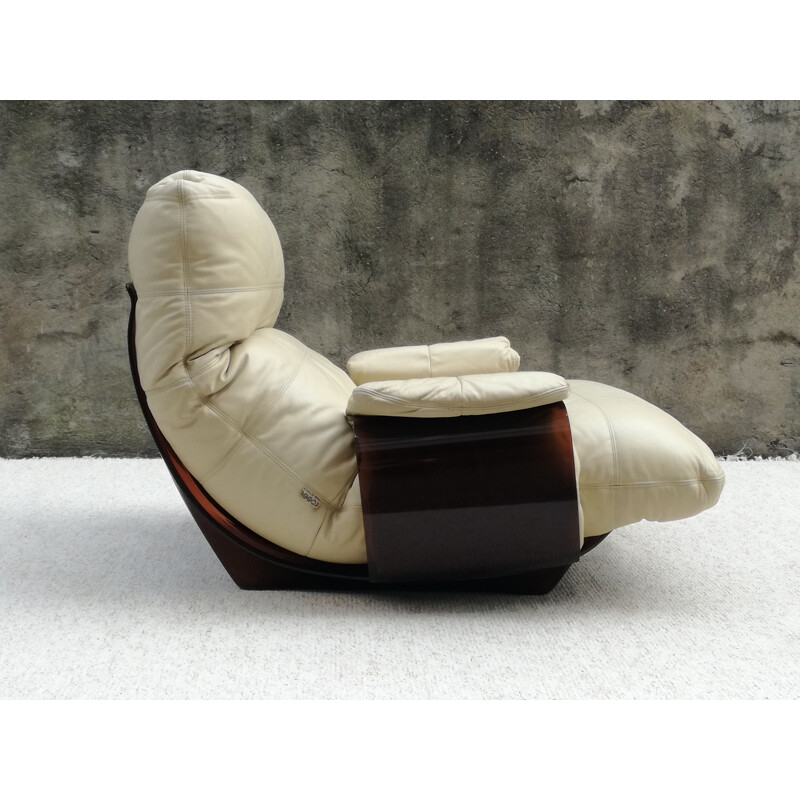 Fauteuil Marsala vintage en cuir par Michel Ducaroy for Ligne Roset, 1970s