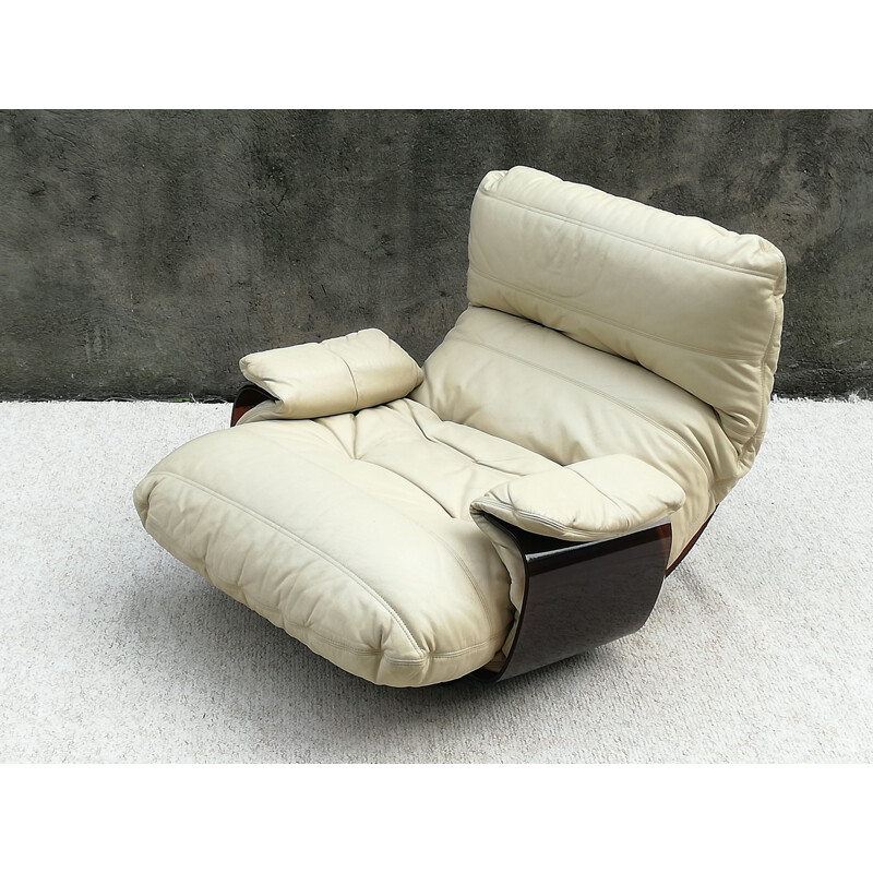 Vintage Marsala leather armchair by Michel Ducaroy for Ligne Roset,, 1970s