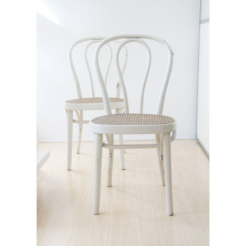 Set of 2 bentwood cane vintage dining chairs