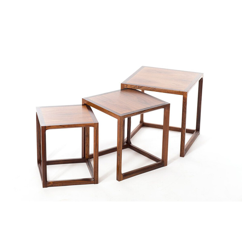 Vintage rosewood nesting tables by Kai Kristiansen for Aksel Kjersgaard, 1960