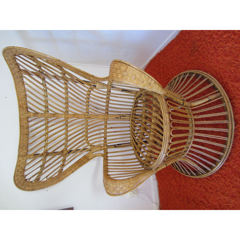 Vintage rattan armchair Conte Biancamano by Lio Carminati and Gio Ponti