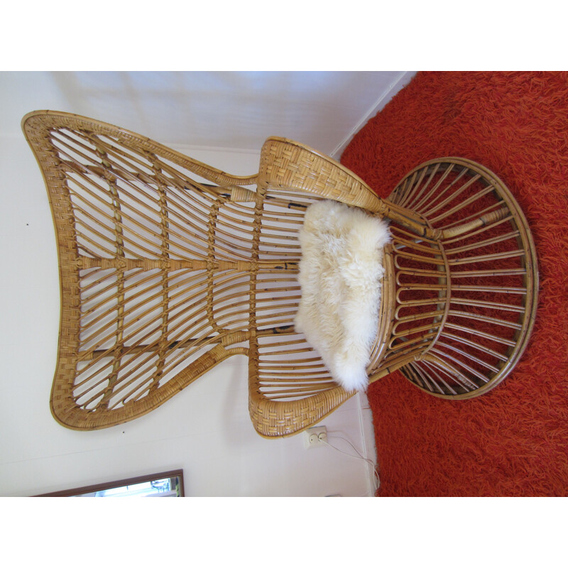 Vintage rattan armchair Conte Biancamano by Lio Carminati and Gio Ponti