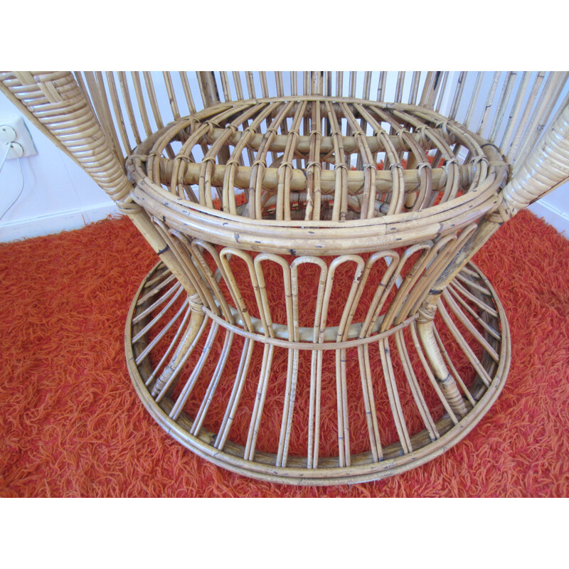 Vintage rattan armchair Conte Biancamano by Lio Carminati and Gio Ponti