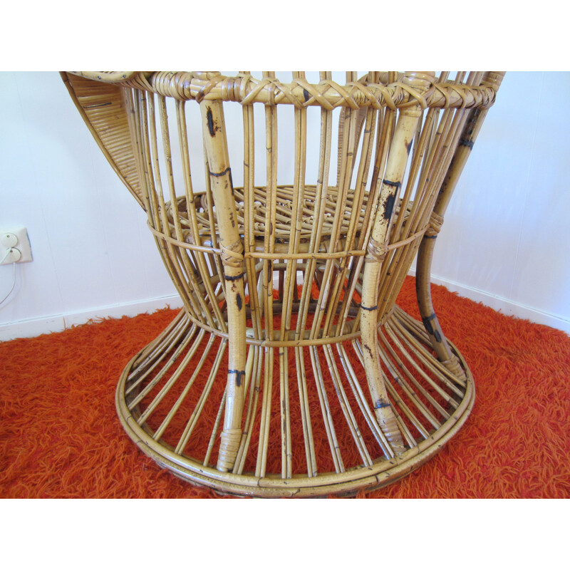 Vintage rattan armchair Conte Biancamano by Lio Carminati and Gio Ponti