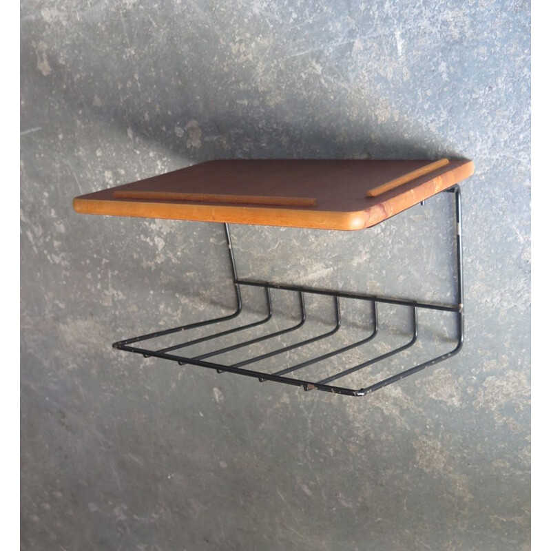 Vintage shelf in teak and metal, 1950s