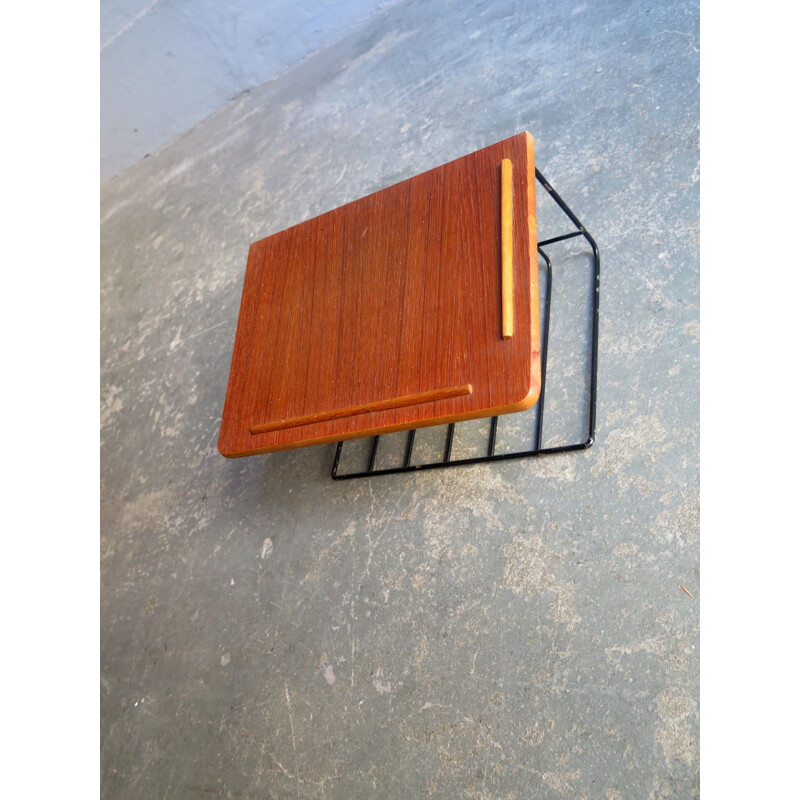 Vintage shelf in teak and metal, 1950s