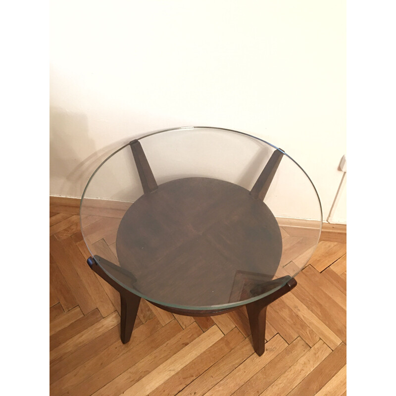 Vintage round coffee table by Karel Kozelka and Antonin Kropacek, Czechoslovakia 1940
