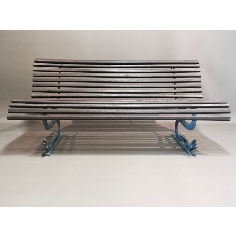 Outdoor bench vintage wood and metal