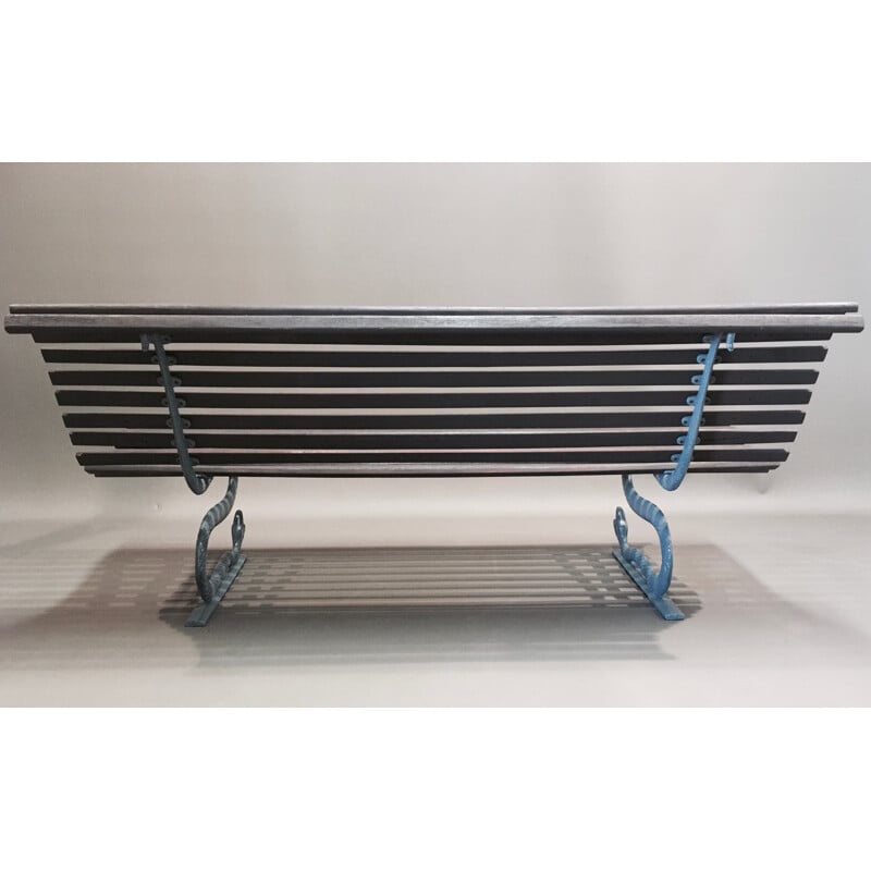 Outdoor bench vintage wood and metal