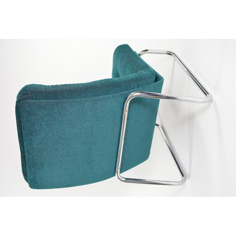 Vintage chrome-plated armchair duck green