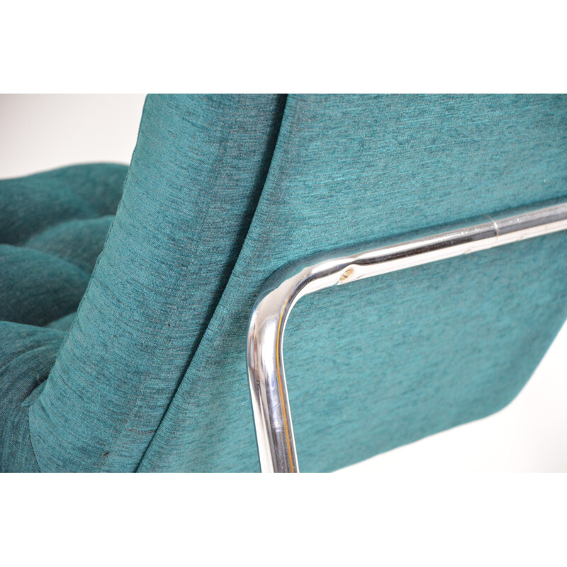 Vintage chrome-plated armchair duck green