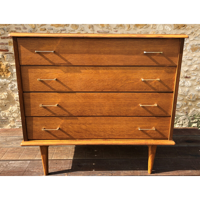 Vintage 4 drawers chest of drawers, 1960